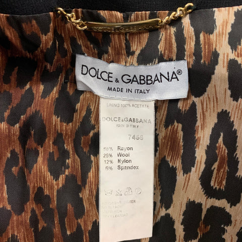 DOLCE &amp; GABBANA Taille 4 Veste en laine noire mélangée