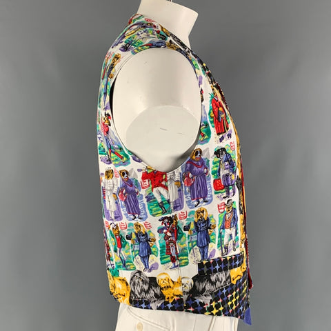 VERSACE JEANS  Size L Multi-Color Houndstooth Cotton Vest