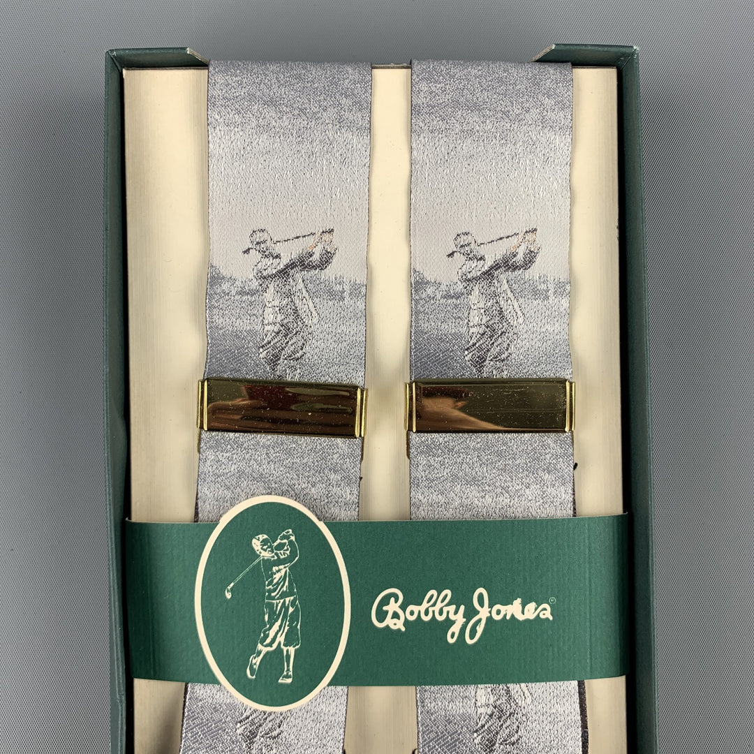 BOBBY JONES Print Grey Silk Suspenders