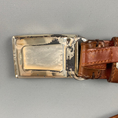 BRUNELLO CUCINELLI Size 35 Brown Leather Belt