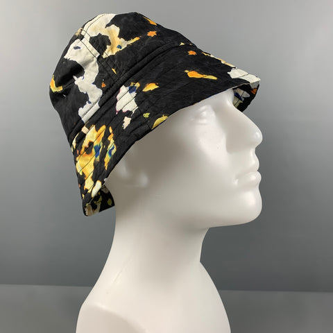 DRIES VAN NOTEN Size S Black Multi-Color Bleach Tie-Dye Nylon Bucket Hat