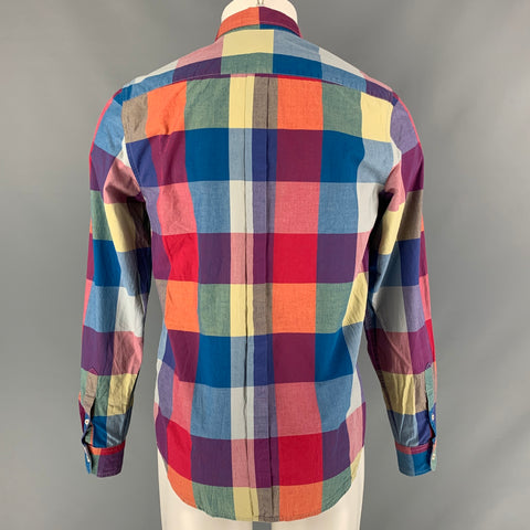BEN SHERMAN Size M Multi-Color Checkered Cotton One pocket Long Sleeve Shirt
