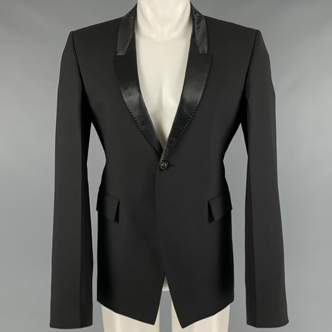 RICK OWENS Size 40 Black Polyester Blend Single Button Jacket