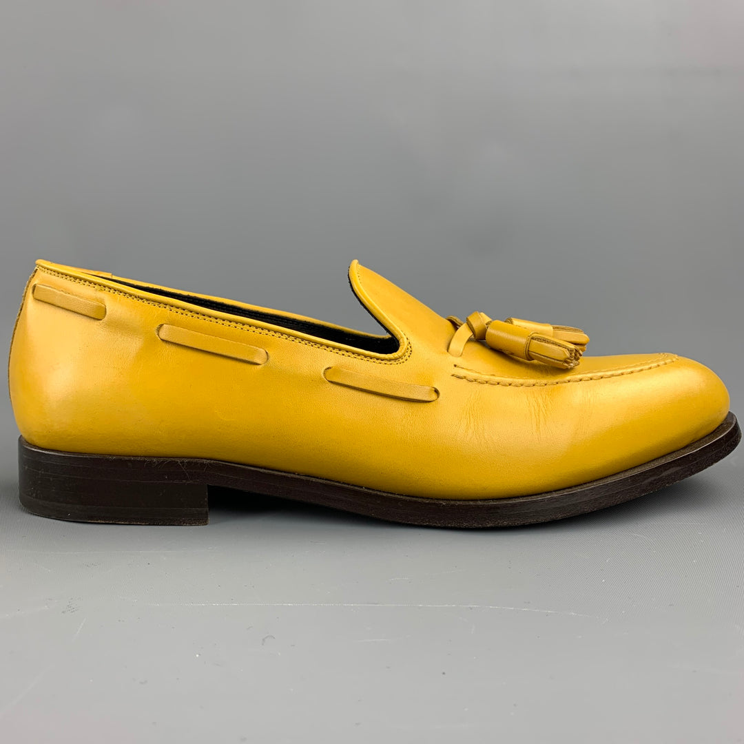 PAUL SMITH Size 8 Yellow Leather Slip On Tassel Loafers