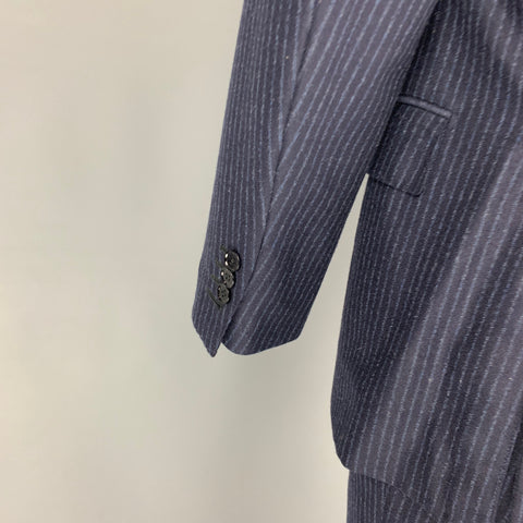 ERMENEGILDO ZEGNA Size 40 Navy Blue Chalkstripe Wool Cashmere Suit