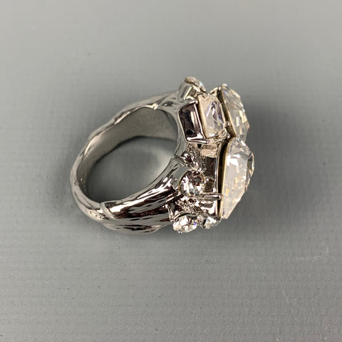 ON AURA TOUT VU PARIS Silver Tone Rhodium Plated Swarovski Crystal Ring