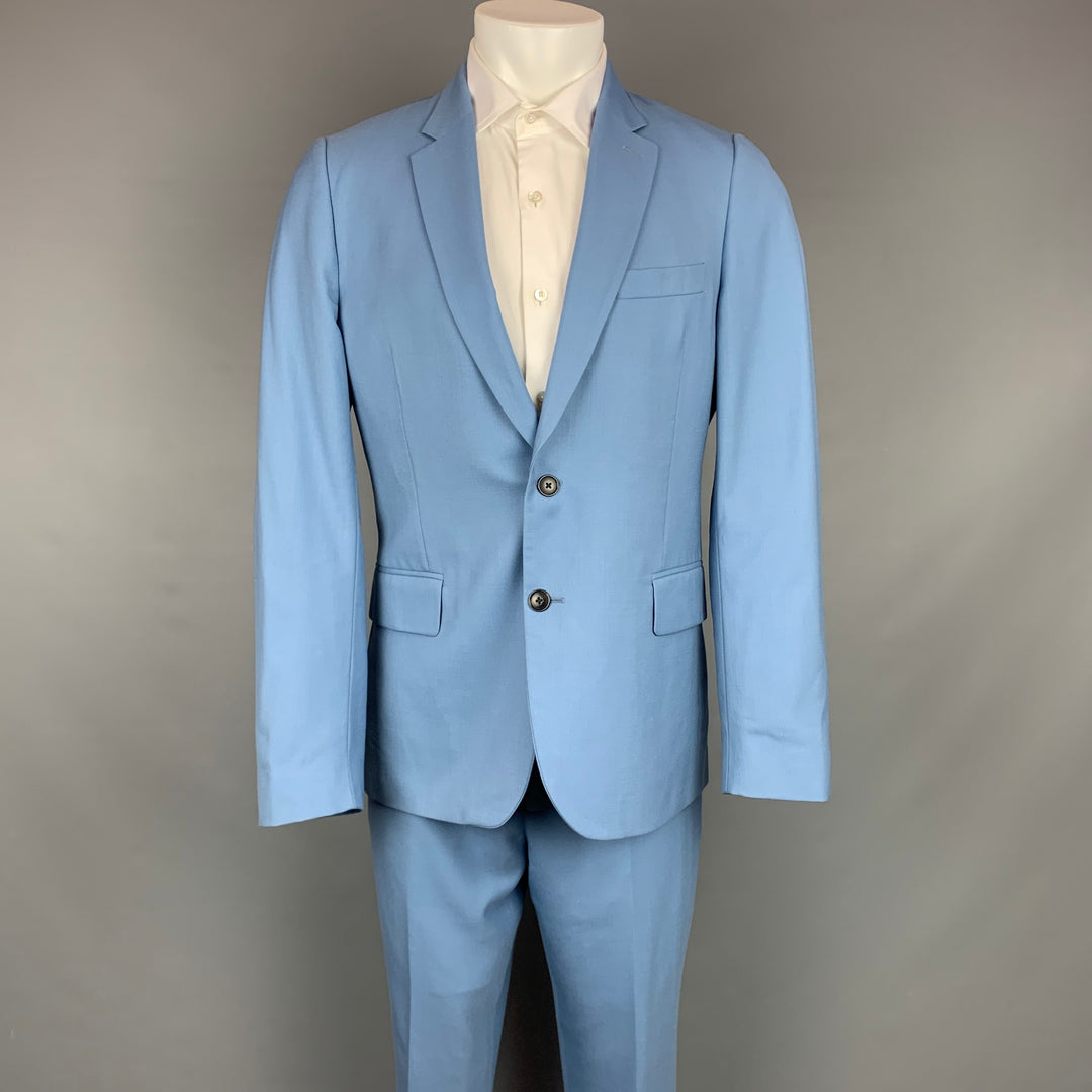 PAUL SMITH Soho Fit Taille 40 Costume à revers cranté en laine bleu clair régulier