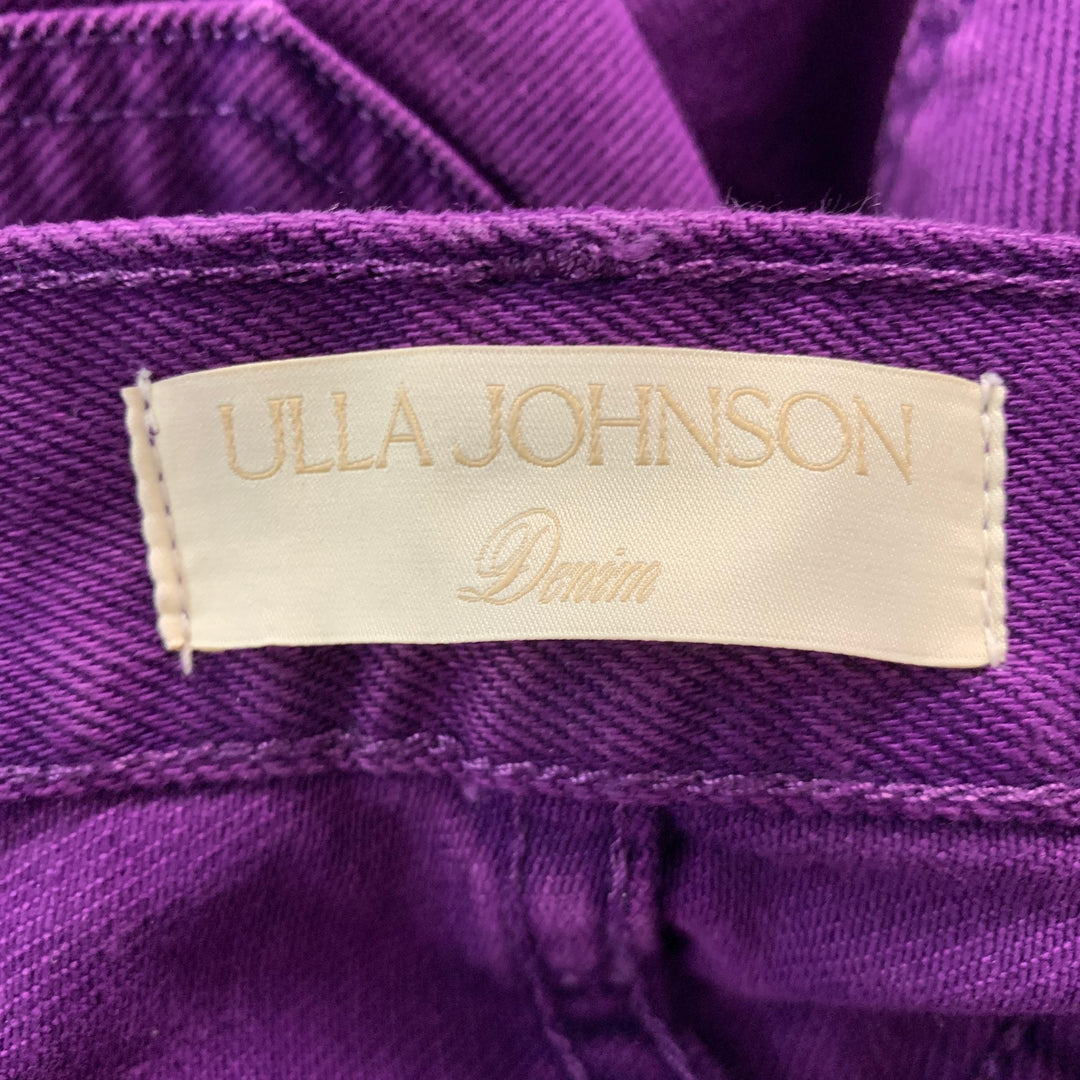 ULLA JOHNSON Talla 25 Vaqueros de talle alto de algodón morado