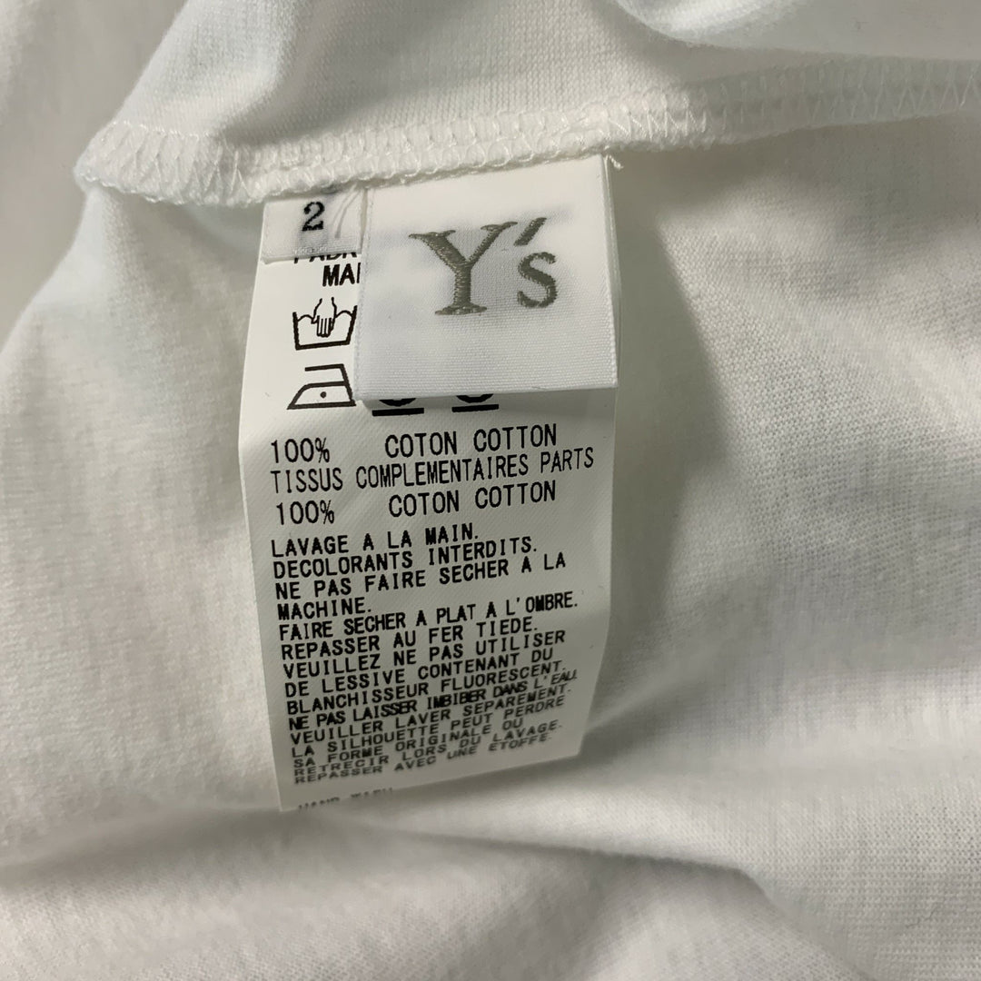 Y's by YOHJI YAMAMOTO Size M White Grey Mixed Fabrics Cotton Crew-Neck Pullover