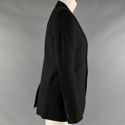 SAINT LAURENT Blazer simple boutonnage en laine vierge noire taille 4