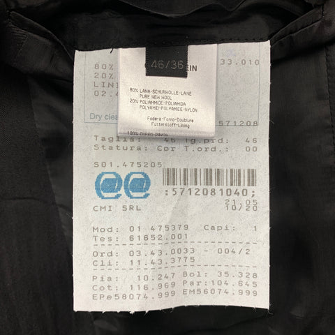 CALVIN KLEIN COLLECTION Size 36 Black Textured Wool / Polyamide Suit
