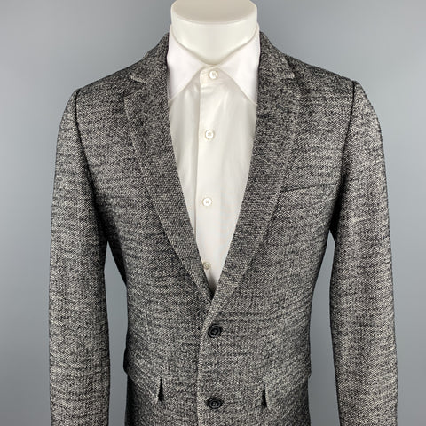 NY BASED Size S Grey & Black Herringbone Cotton / Wool Sport Coat