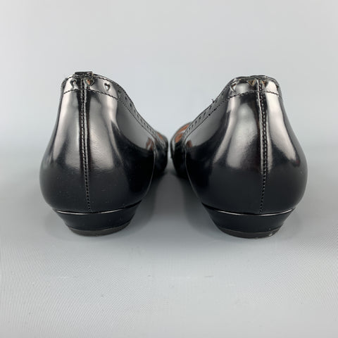 TABITHA SIMMONS Size 7 Black Patent Leather Mary Jane Wingtip Flats