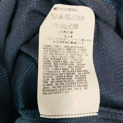 ARMANI COLLEZIONI Size XL Black Blue Nailhead Cotton Blend Long Placket Polo