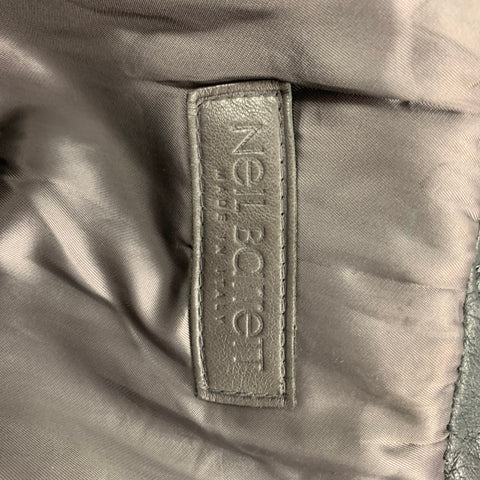 NEIL BARRETT Size L Smoke Gray Distressed Leather Utility Jacket