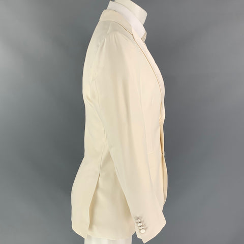 BURBERRY Size 38 Regular Cream Silk Notch Lapel Sport Coat