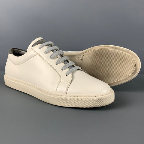 BRUNELLO CUCINELLI Talla 10 Zapatos bajos con cordones de cuero blanco