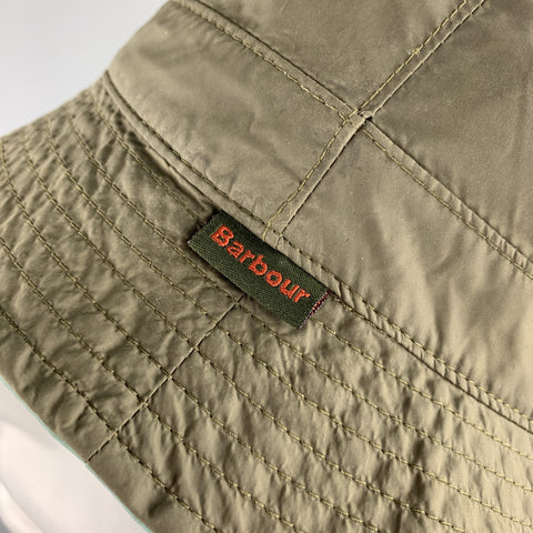 BARBOUR Olive Fish Print Nylon Reversible Bucket Hat