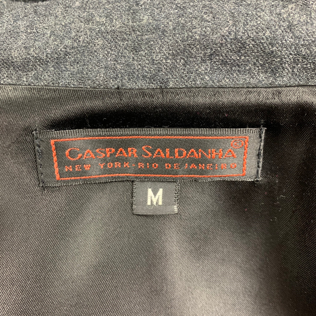CASPAR SALDANHA Taille M Gilet double boutonnage en laine gris noir