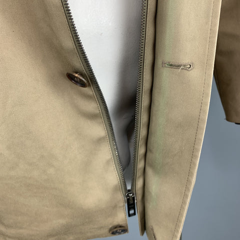 LOUIS VUITTON  Size 46 Khaki Coated Cotton Hooded Damier Lined Parka Coat