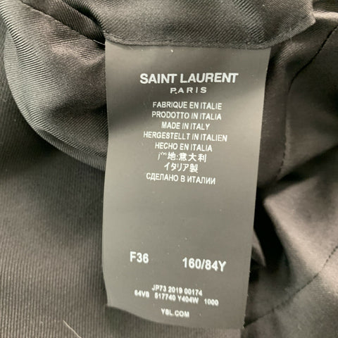 SAINT LAURENT Blazer cruzado de lana virgen negra talla 4