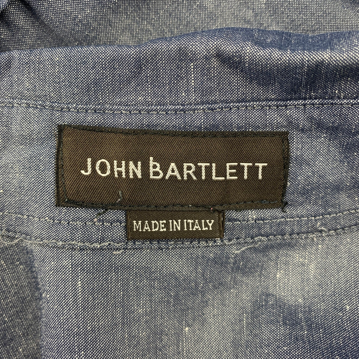 JOHN BARTLETT Size M Blue Chambray Cotton Button Up Short Sleeve Shirt