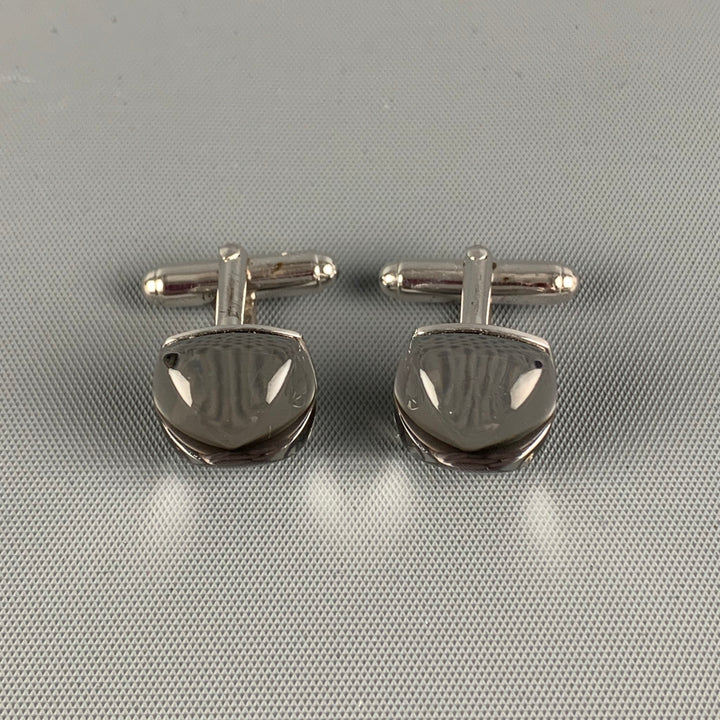 BACCARAT Silver Sterling Silver Crystal Cuff Links