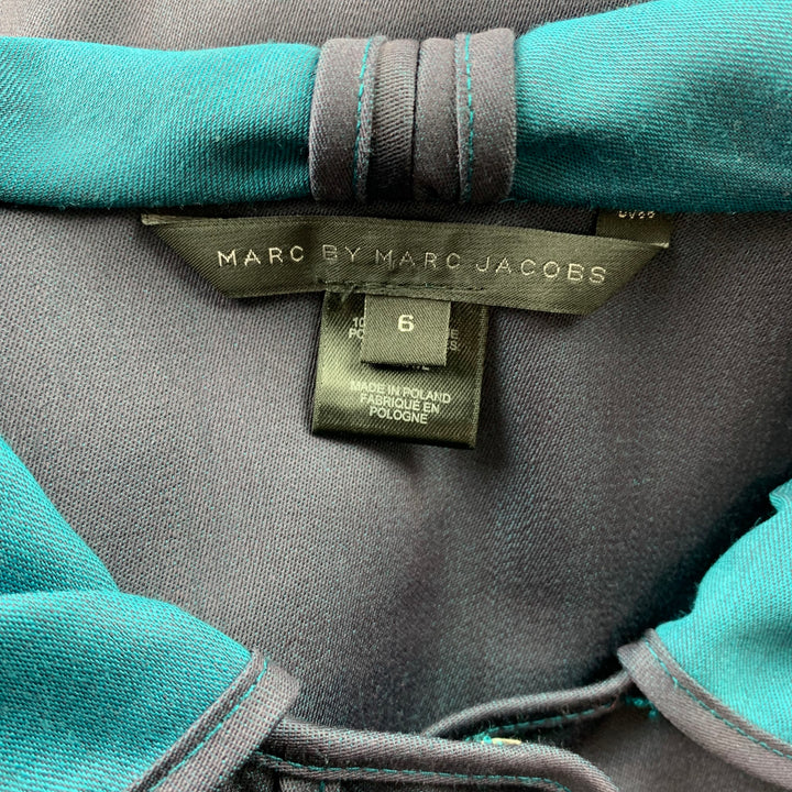 MARC by MARC JACOBS Taille 6 Robe sans manches plissée en laine color block ardoise