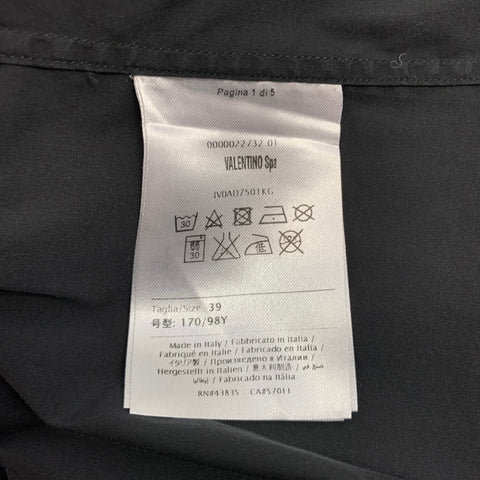 VALENTINO Talla S Camisa de manga larga con botones ocultos en mezcla de algodón negra