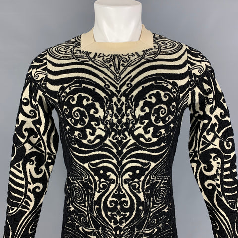 Vintage 1990's JEAN PAUL GAULTIER Size M Black Beige Tattoo Wool / Polyamide Pullover