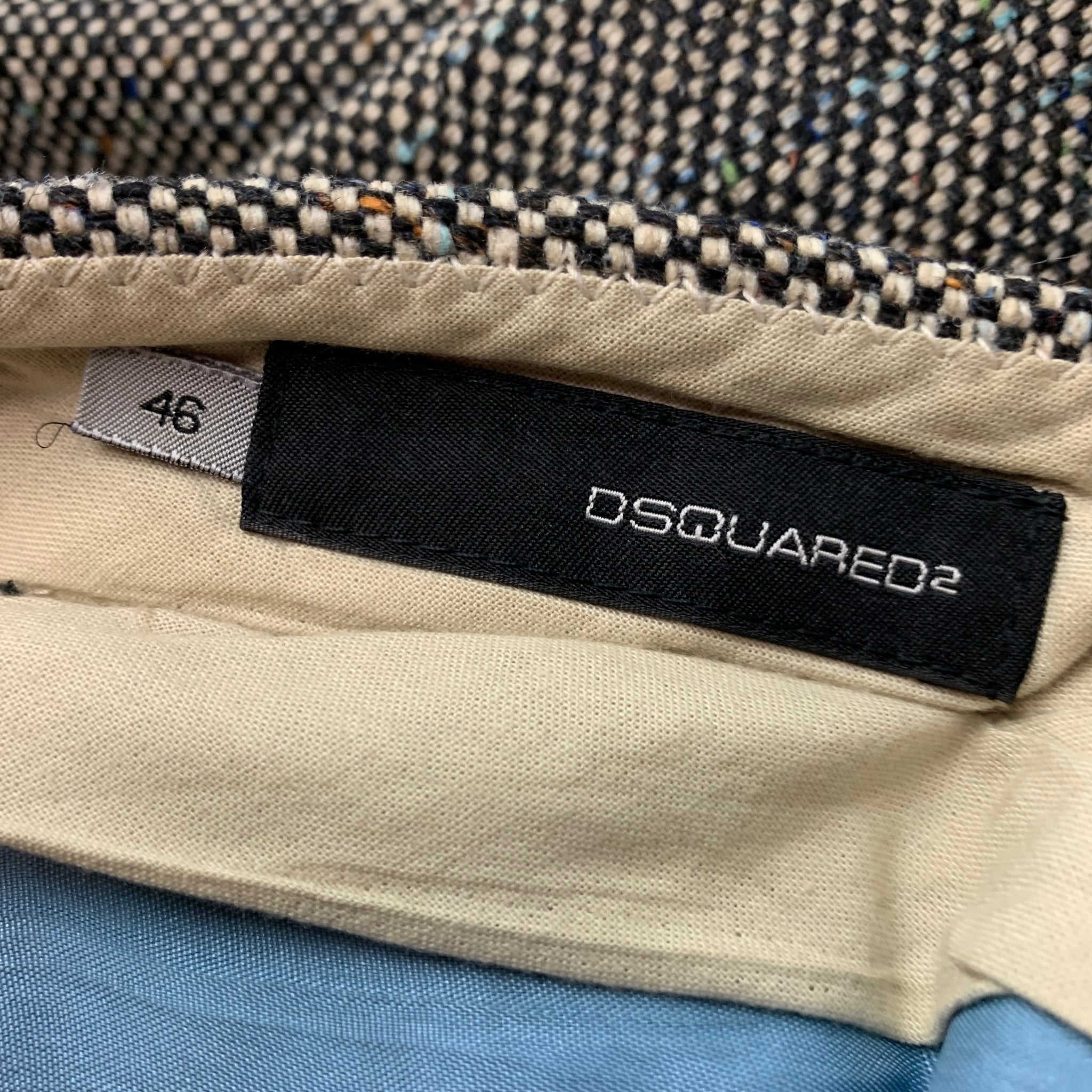 DSQUARED2 Size 30 Black Cream Nailhead Flat Front Casual Pants