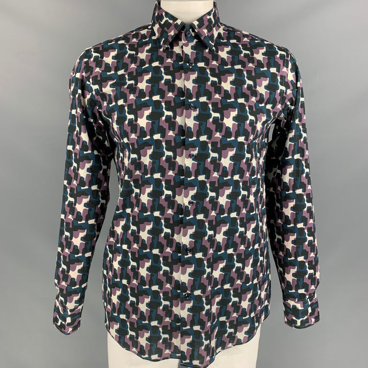 HUGO BOSS Size L Multi-Color Camo Cotton Button Down Long Sleeve Shirt