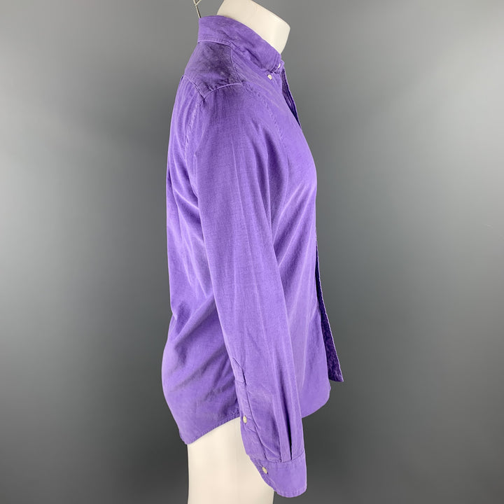 RALPH LAUREN Taille S Chemise à manches longues boutonnée en velours côtelé violet