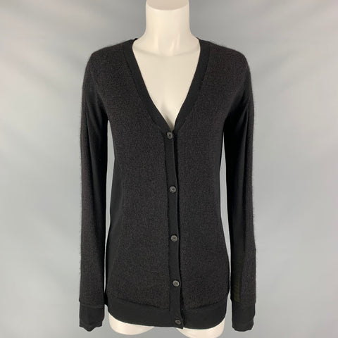 VERA WANG Cárdigan de tejidos mixtos de mezcla de mohair negro talla M