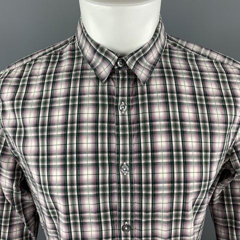 PS by PAUL SMITH Size L Green Window Pane Cotton Long Sleeve Shirt