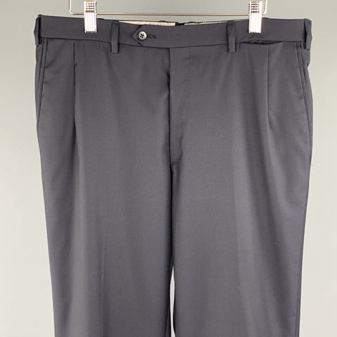 BRIONI Size 32 x 26 Navy Solid Wool Flat Front Dress Pants