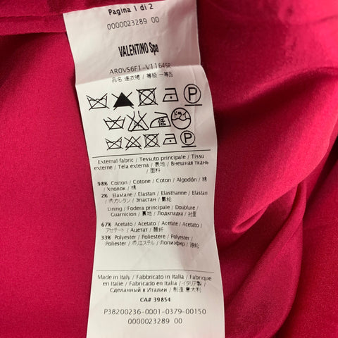 RED VALENTINO Size 8 Pink Cotton Ruffle Belted Dress