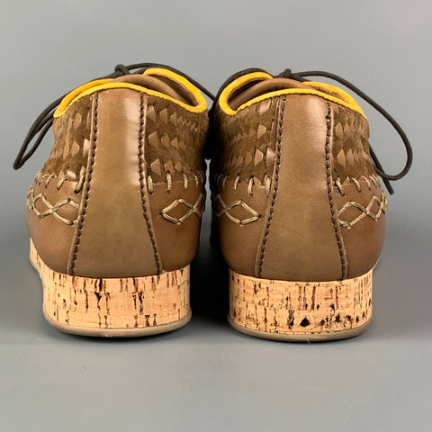 BURBERRY PRORSUM Size 11 Brown Yellow Stitched Leather Arundel Mocassin Shoes