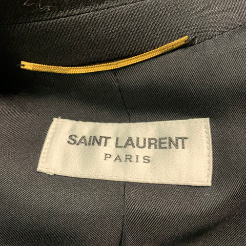 SAINT LAURENT Blazer cruzado de lana virgen negra talla 4