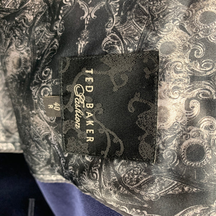TED BAKER Size 40 Navy Cotton Velvet Notch Lapel Sport Coat