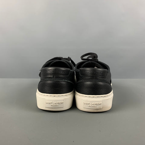 SAINT LAURENT Size 8.5 Black Leather Low Top Sneakers