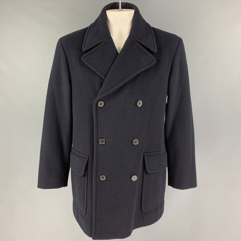 RALPH LAUREN Purple Label Size L Navy Lana Wool Double Breasted Coat