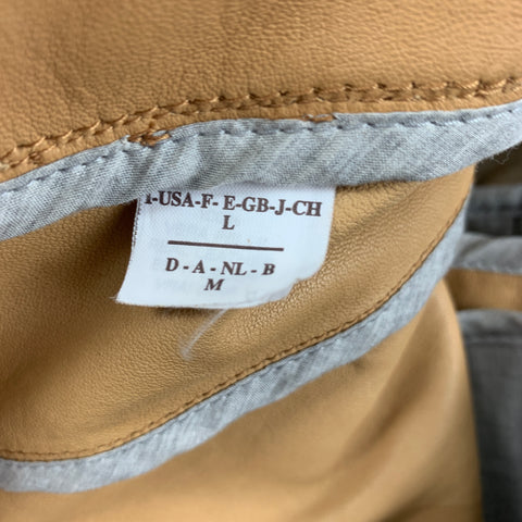 BRUNELLO CUCINELLI Size L Tan Leather Zip Up Jacket