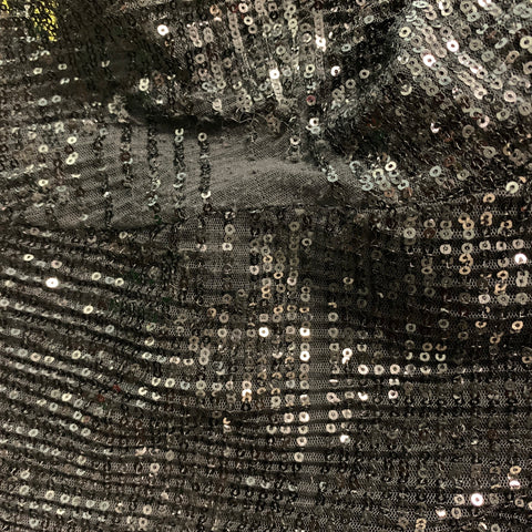 ST. JOHN COUTURE Taille L Pantalon habillé en polyester à paillettes noires avec ceinture élastique