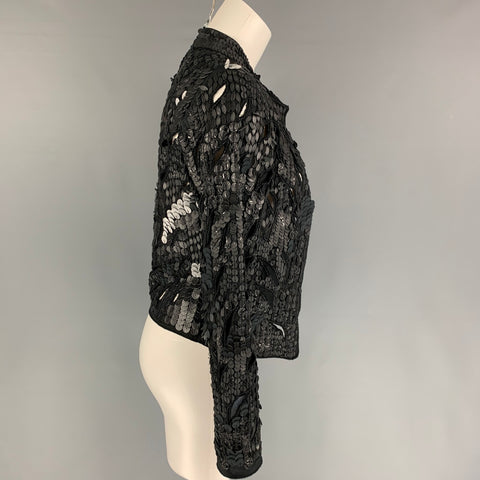 CECILIA DE BUCOURT Taille S Veste en cuir perlé en coton noir