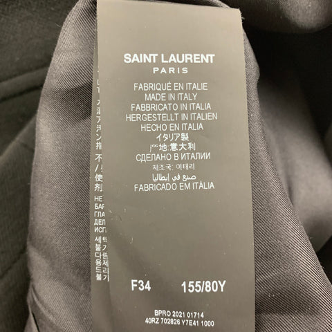SAINT LAURENT Size 2 Black Wool Double Crepe V-neck Mini Dress