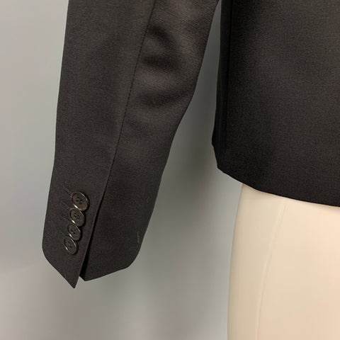 KRIS VAN ASSCHE Size 40 Black Patches Wool Notch Lapel Sport Coat