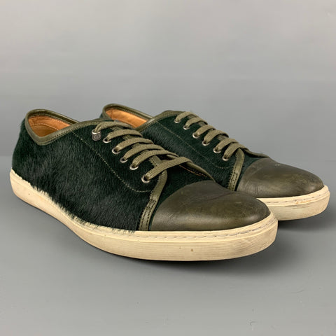 DONHALL & BELL Size 8 Green Leather Low Top Sneakers