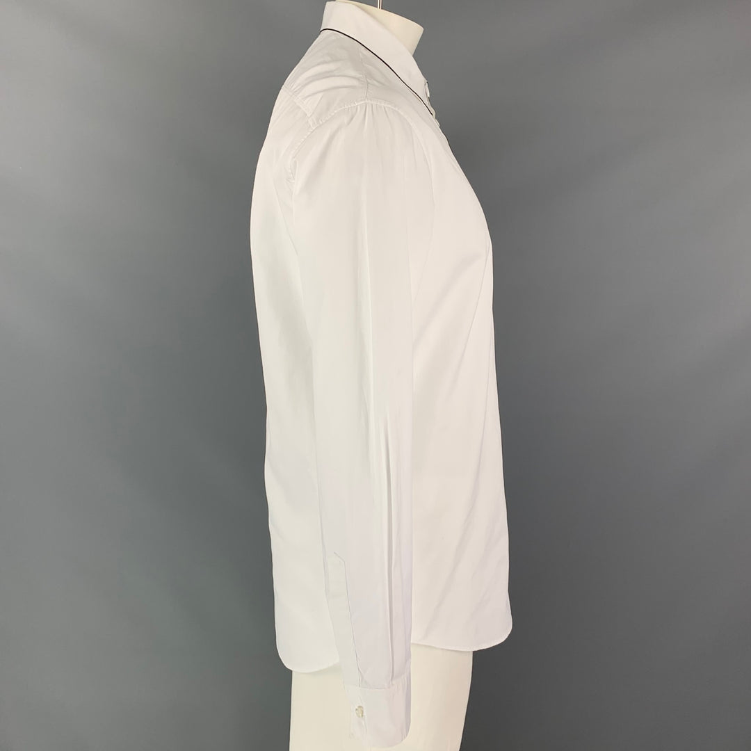 DSQUARED2 Size XL White & Black Cotton Button Up Long Sleeve Shirt