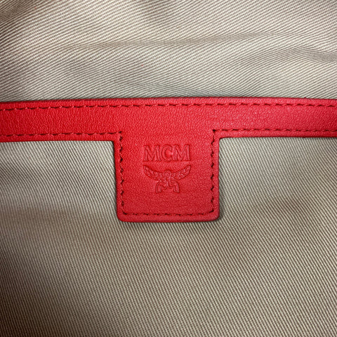 Sac ceinture en cuir monogramme embossé rouge MCM